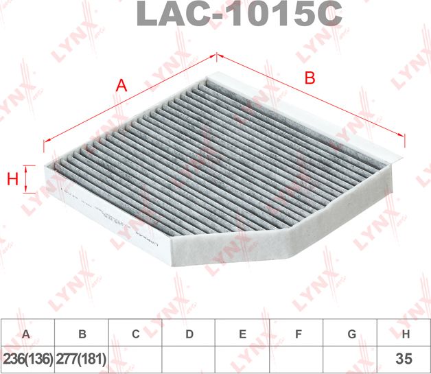 Салонный фильтр LYNXauto. Артикул LAC-1015C