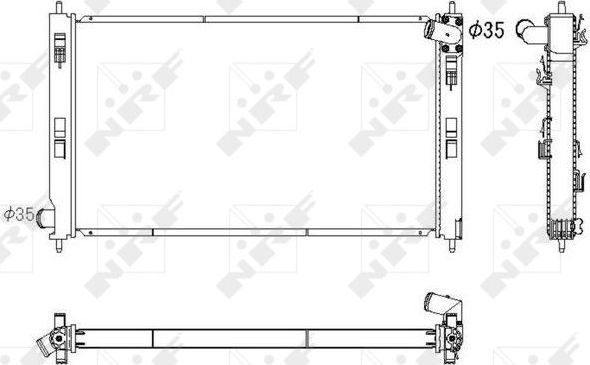 Радиатор охлаждения двигателя NRF (алюминий) для Mitsubishi Outlander XL 2009-2010. Артикул 53753