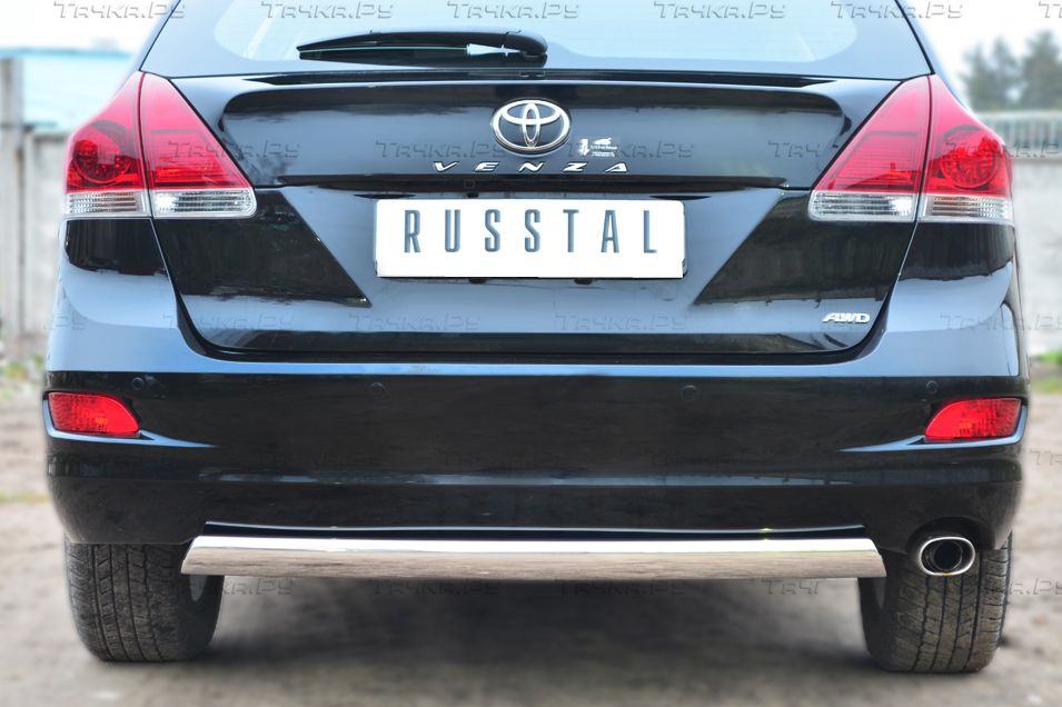 Защита RusStal заднего бампера d75х42 (дуга) для Toyota Venza 2013-2026. Артикул TVZ-001483