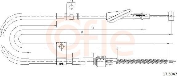 Трос ручника (тросик ручного тормоза) Cofle. Артикул 17.5047