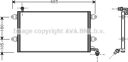 Радиатор кондиционера (конденсатор) AVA для Volkswagen Vento 1991-1998. Артикул VN5137