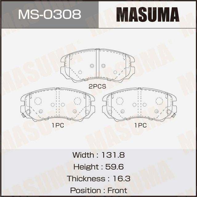 Колодки дисковые MASUMA, AN-8090WK, NP6003, P30018 front (1/12) Masuma. Артикул MS0308