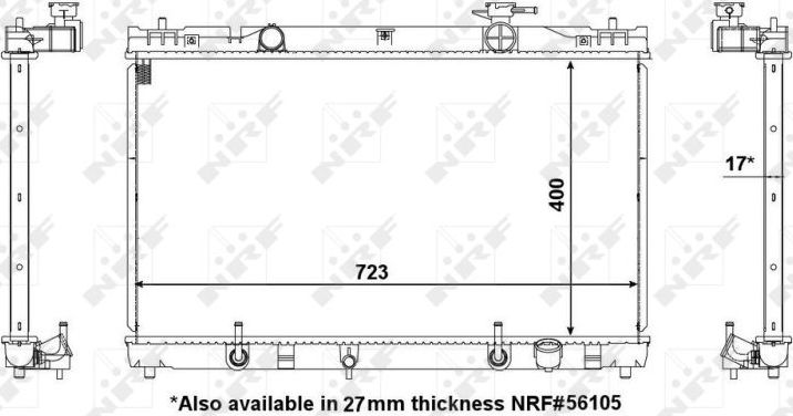 Радиатор охлаждения двигателя NRF (алюминий). Артикул 53587