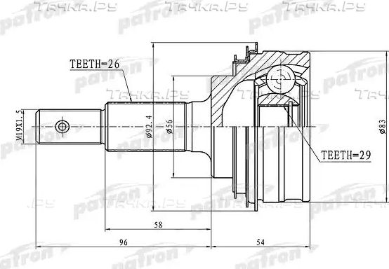 Шрус наружный (граната) Patron. Артикул PCV1440