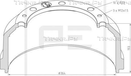 Тормозной барабан PE Automotive. Артикул 016.466-00A