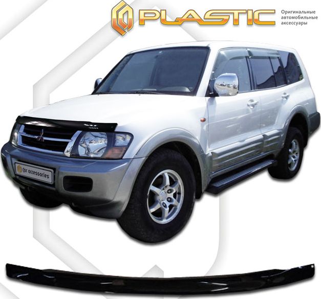 Дефлектор СА Пластик для капота (Classic черный) Mitsubishi Pajero III 2002-2006. Артикул 2010010101084