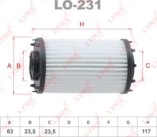Масляный фильтр LYNXauto для Audi SQ5 II (FY) 2016-2026. Артикул LO-231