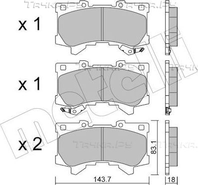 Тормозные колодки Metelli передние для Lexus LX 600 2021-2026. Артикул 22-1401-0