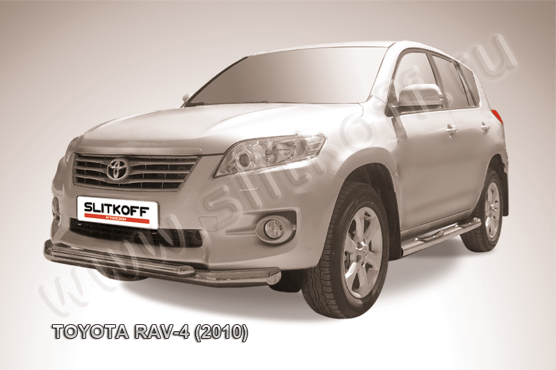 Защита Slitkoff переднего бампера d76/57 двойная для Toyota RAV4 III 2010-2012. Артикул TR410-003