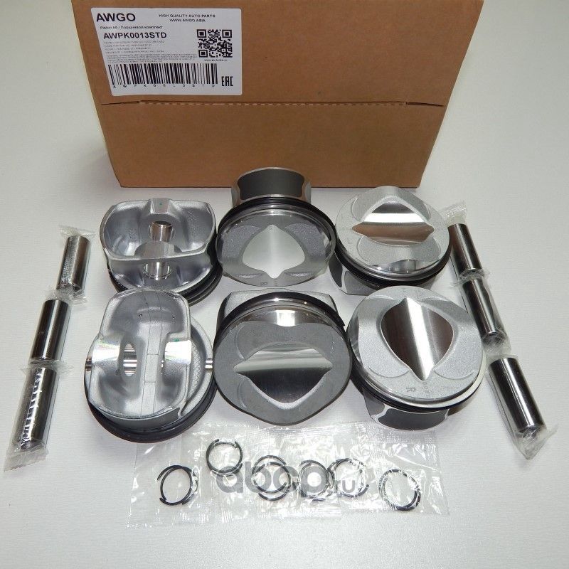 6 шт. порш., кольца, пальцы STD (комплект) AWPK0013STD (Awgo) Awgo. Артикул AWPK0013STD