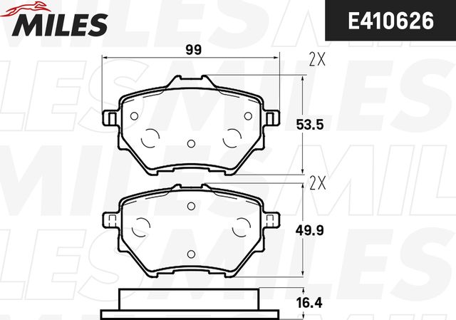 Тормозные колодки Miles (Low-Metallic) задние для Citroen Grand C4 SpaceTourer 2018-2026. Артикул E410633