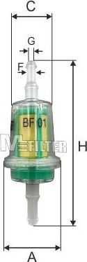 Топливный фильтр MFilter для Fiat 124 I 1966-1976. Артикул BF 01