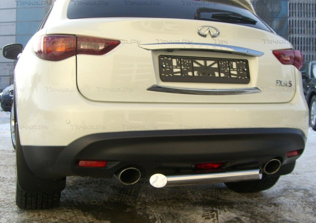 Защита RusStal заднего бампера d63 (секции) для Infiniti FX 35/50 2008-2026. Артикул IFZ-000282