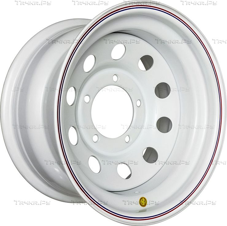 Колёсный диск OFF-ROAD Wheels усиленный стальной белый 5x139,7 8xR15 d110 ET-3 для УАЗ Буханка 1958-2026. Артикул 1580-53910WH-3