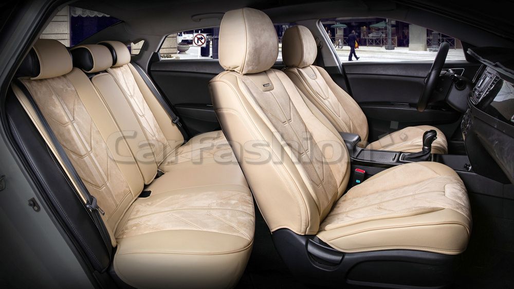 Комплект универсальных каркасных чехлов CarFashion 5D Start Plus на сидения авто, цвет Бежевый/Бежевый/Бежевый. Артикул 22132