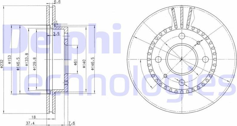 Тормозной диск Delphi. Артикул BG3206