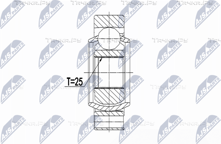 Шрус внутренний (граната) NTY задний правый для BMW 1 I (E81/E82/E87/E88) 2007-2011. Артикул NPW-BM-068