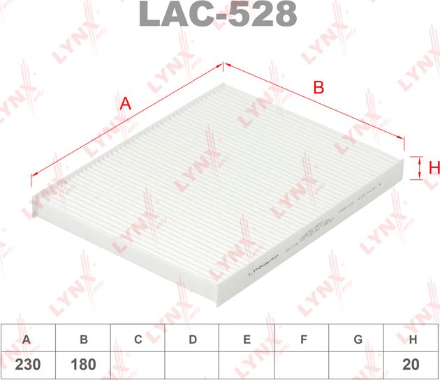 Салонный фильтр LYNXauto. Артикул LAC-528
