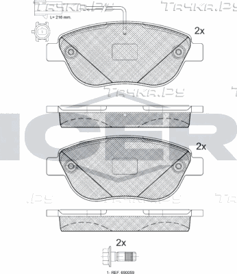 Тормозные колодки Icer передние для Fiat Doblo II 2010-2026. Артикул 181440-203