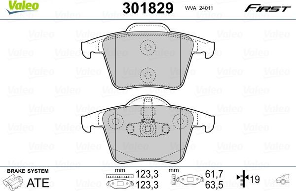 Тормозные колодки Valeo First. Артикул 301829