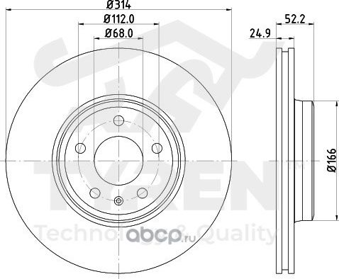 Тормозной диск (Tyren). Артикул TYR1023271