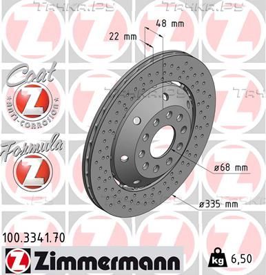 Тормозной диск Zimmermann FORMULA Z. Артикул 100.3341.70