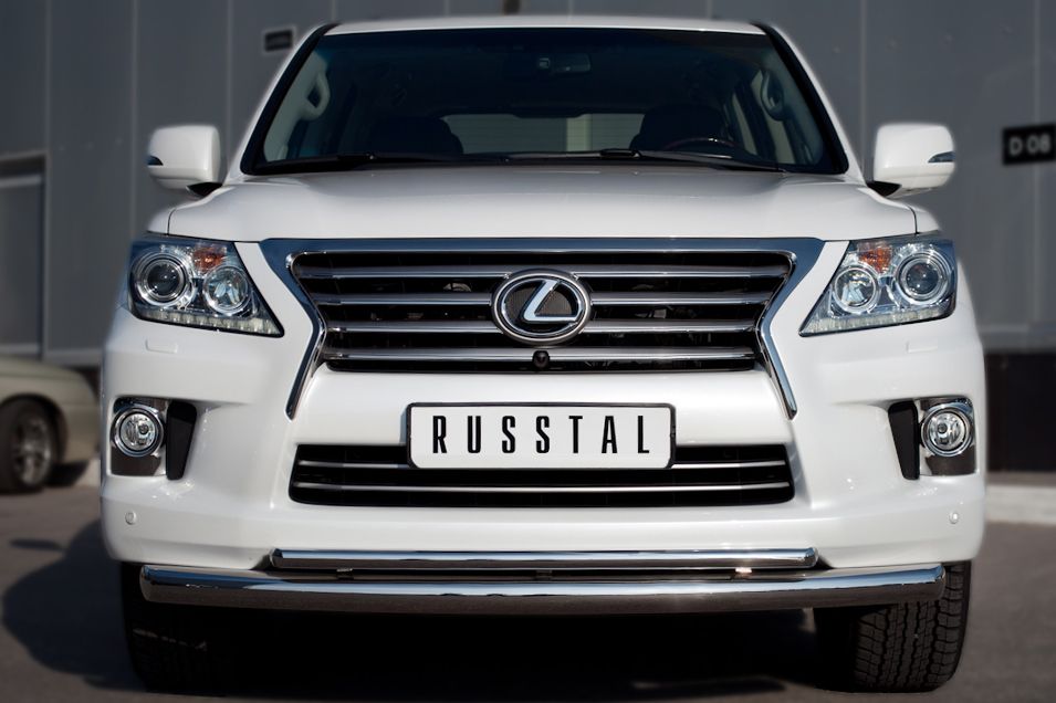 Защита RusStal переднего бампера d76/42 для Lexus LX 570 2012-2026. Артикул LLXZ-000862