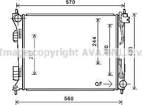 Радиатор охлаждения двигателя AVA. Артикул HY2270