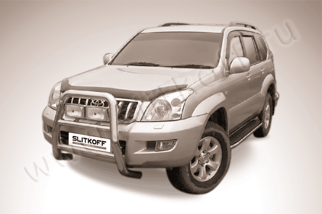 Кенгурятник Slitkoff d76 высокий для Toyota Land Cruiser Prado 120 2002-2009. Артикул TLCP002