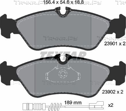 Тормозные колодки Textar Q+ задние для Mercedes-Benz Sprinter 903 1995-2006. Артикул 2390101
