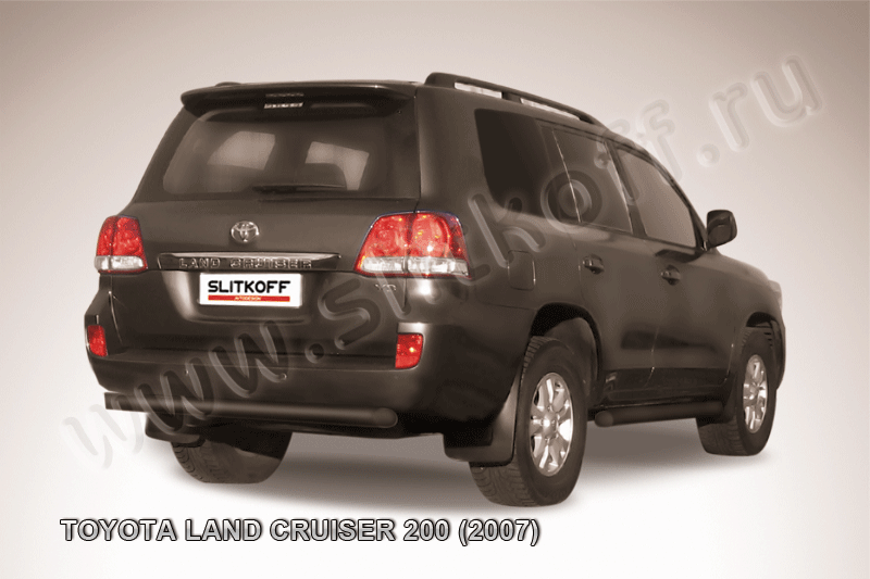 Защита Slitkoff заднего бампера d76 короткая ЧЕРНАЯ матовая для Toyota Land Cruiser 200 2007-2012. Артикул TLC2-023B