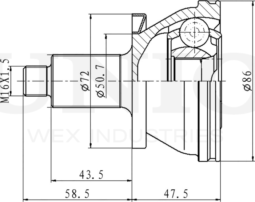 ШРУС наружный (Unio). Артикул CVJ-20009