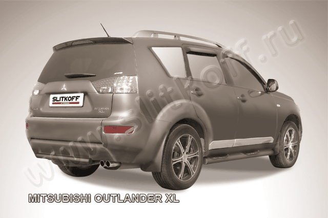 Защита Slitkoff заднего бампера d57 ЧЕРНАЯ матовая для Mitsubishi Outlander XL 2006-2010. Артикул MXL011B