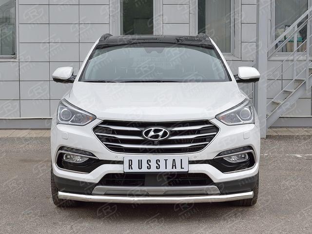 Защита RusStal переднего бампера d63 секция для Hyundai Santa Fe Premium III 2015-2026. Артикул HSFPZ-002442