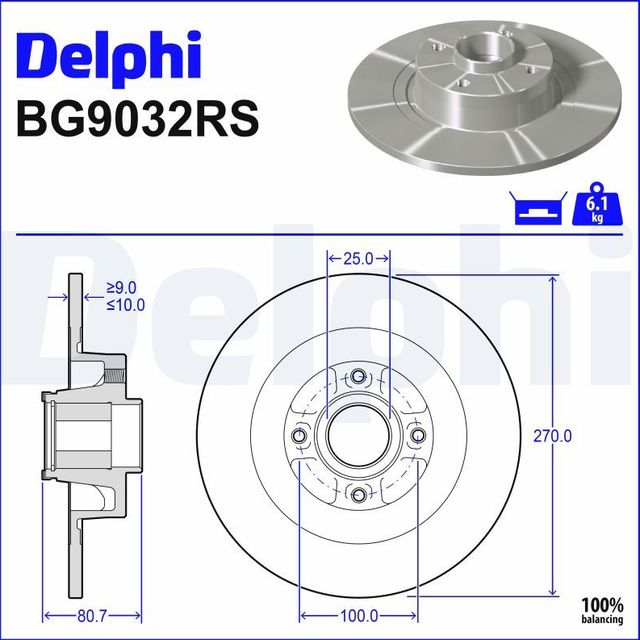 Тормозной диск Delphi. Артикул BG9032RS