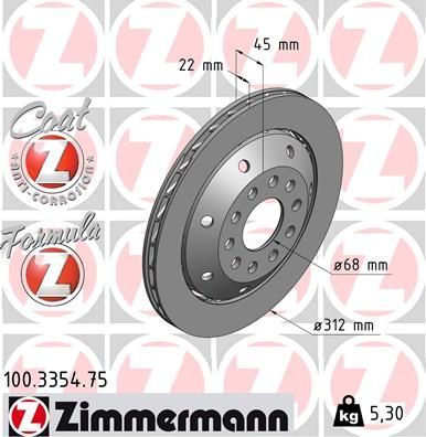Тормозной диск Zimmermann FORMULA Z. Артикул 100.3354.75