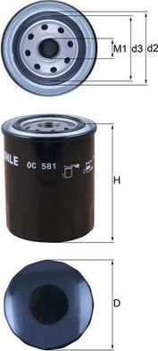 Масляный фильтр Mahle для Isuzu D-Max I 2002-2012. Артикул OC 581