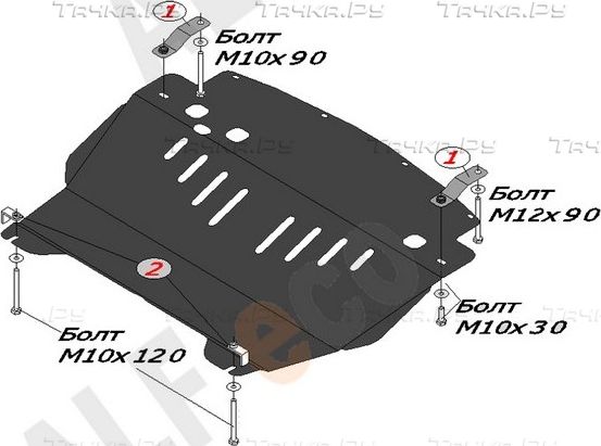 Защита алюминиевая "Alfeco" для картера Nissan Fuga Y50 2004-2009. Артикул ALF.29.08 AL4