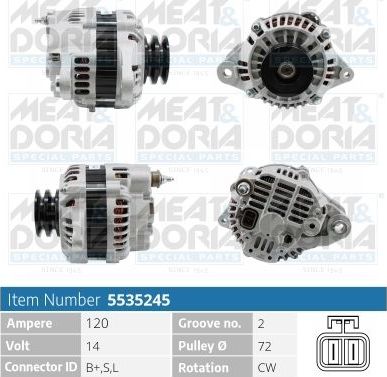 Генератор Meat & Doria для Mitsubishi Pajero III 2000-2006. Артикул 5535245