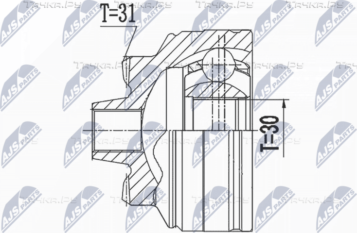 Шрус внутренний (граната) NTY задний для BMW 1 III (F40) 2019-2026. Артикул NPZ-BM-024