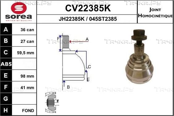 Шрус наружный (граната) EAI передний для Volkswagen Passat B6 2005-2011. Артикул CV22385K