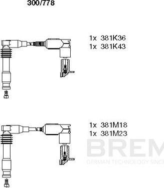 Высоковольтные провода (провода зажигания) (комплект) Bremi для Opel Astra G 1998-2005. Артикул 300/778