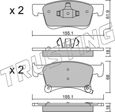 Тормозные колодки Trusting передние для Opel Adam I 2014-2018. Артикул 1059.0