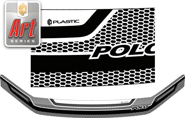 Дефлектор СА Пластик для капота (Серия "Art" графит) Volkswagen Polo рестайлинг седан 2015-2020. Артикул 2010011611681