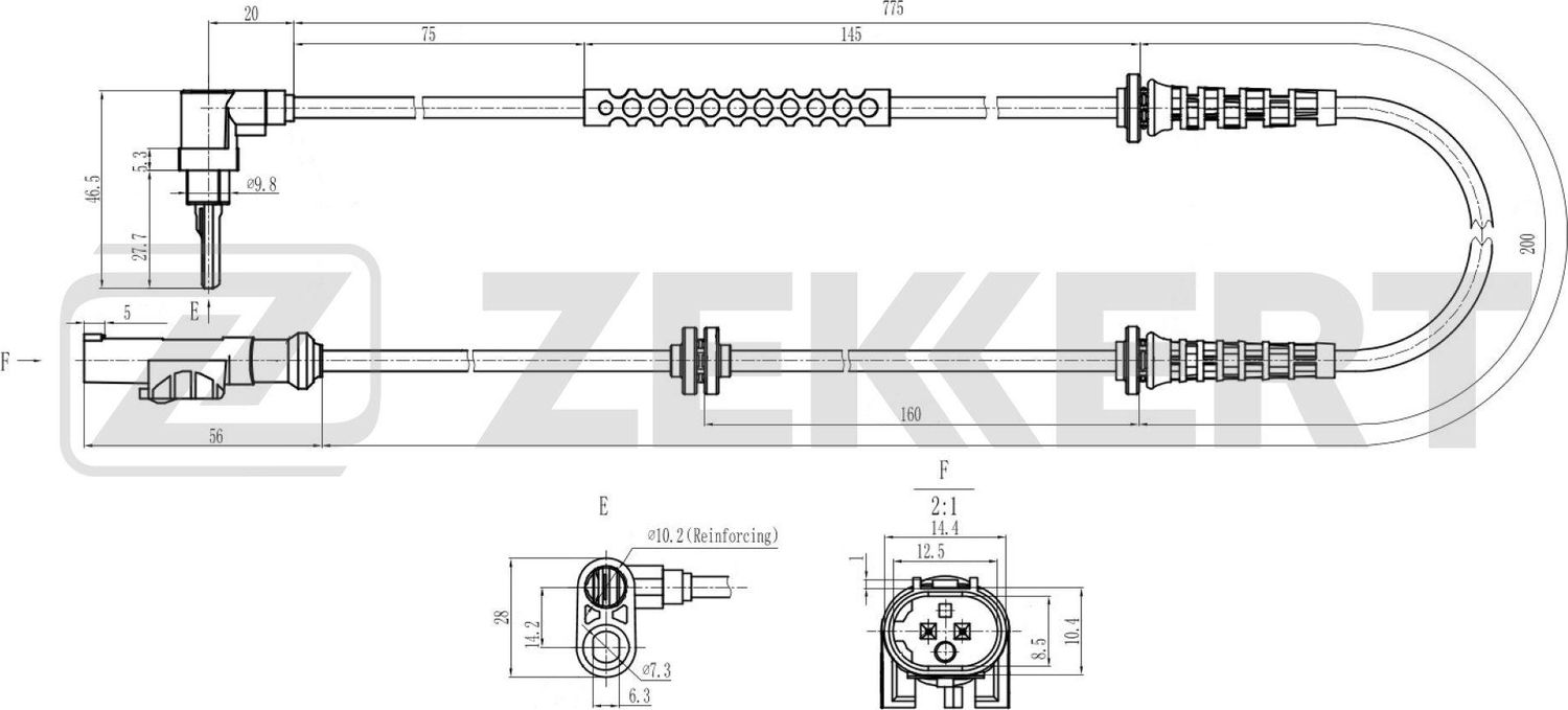Датчик ABS Zekkert передний для Fiat Punto III Punto 2012-2018. Артикул SE-6189
