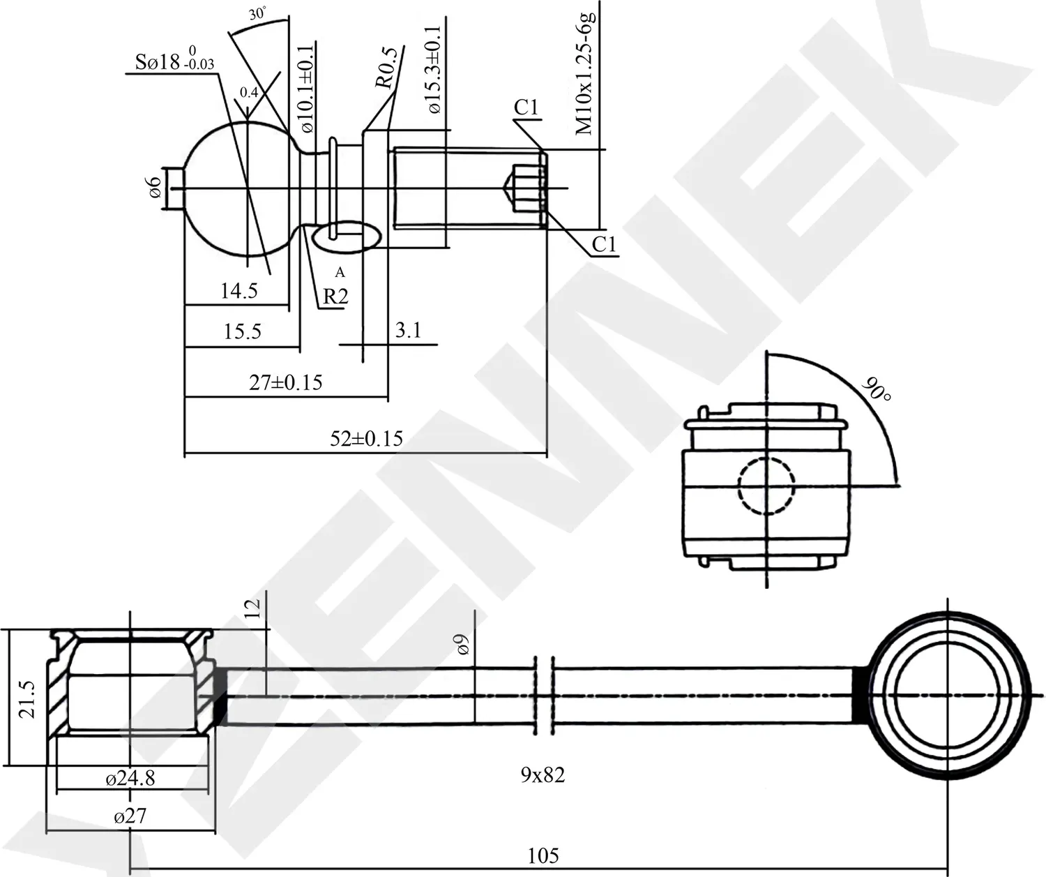 Тяга стабилизатора передняя правая MAZDA 626 (Zennek). Артикул DST0061