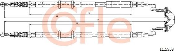 Трос ручника (тросик ручного тормоза) Cofle задний для Opel Astra H 2004-2014. Артикул 92.11.5953