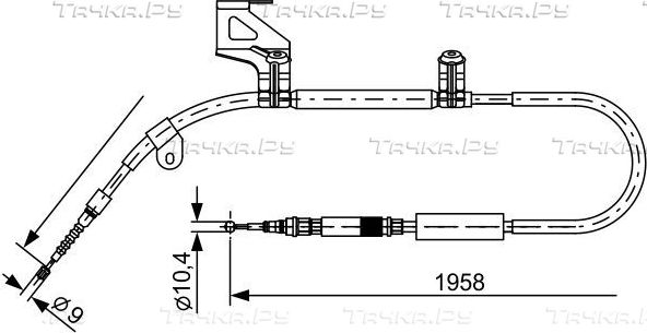 Трос ручника (тросик ручного тормоза) Bosch. Артикул 1 987 477 603