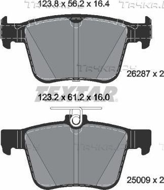 Тормозные колодки Textar Q+ для Volkswagen Teramont I 2017-2026. Артикул 2628701