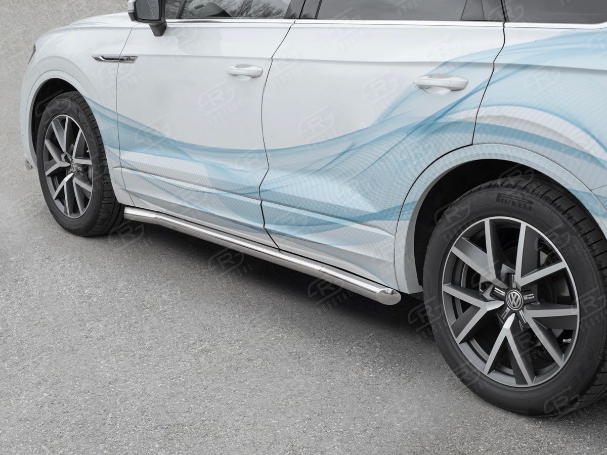 Защита порогов RusStal труба d63 (вариант 1) для Volkswagen Touareg III 2018-2026. Артикул VWTT-0030641